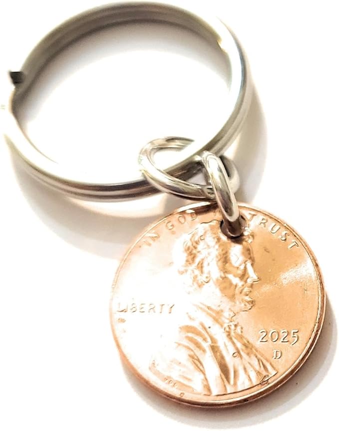 Tucker's Trinkets And Treasures 2025 Lucky Penny Keychain, Authentic US Coin, Commemorative Last Year Cent, Made in the USA