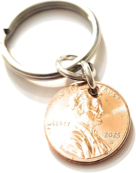 Tucker's Trinkets And Treasures 2025 Lucky Penny Keychain, Authentic US Coin, Commemorative Last Year Cent, Made in the USA