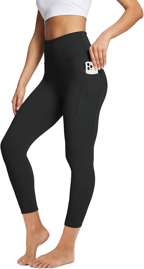 BALEAF Women's Leggings with Pockets Black Tummy Control Workout High Waisted Athletic 7/8 Ultra Soft Gym Yoga Ankle Pants
