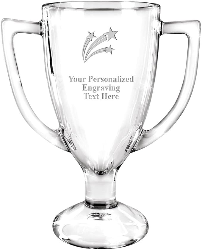 Crown Awards Glass Cup Award with Your Text, 7" Custom Engraved Personalized Glass Trophy