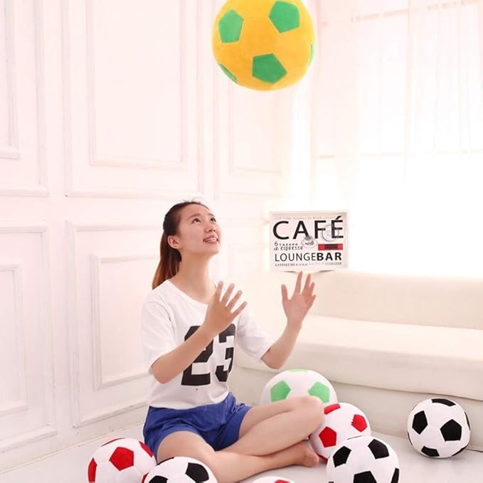 Plush Soccer Balls - Fluffy Stuffed Toy Soccer Ball Plush Pillow Soft Durable Stuff Soccerball Gift for Kids Boy Baby (Green -Yellow,17.7inch/45cm)
