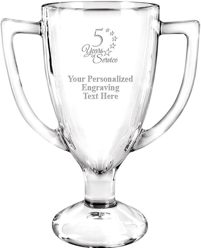 Crown Awards Glass Cup Award with Your Text, 7" Custom Engraved Personalized Glass Trophy