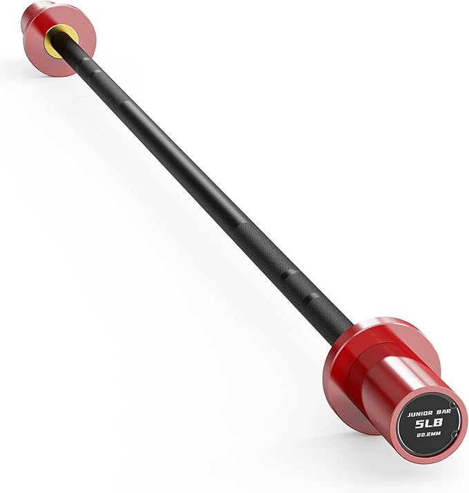 PAPABABE 5LB Mini Barbell Bar 4ft Technique Training Barbell For Beginner Women kid 2-inch Plate Barbell for Home Gym Fitness