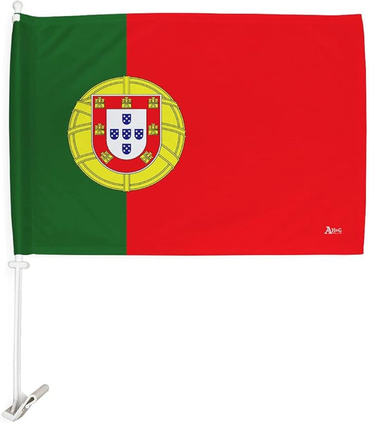 World Cup 2022 Portuguese Car Flag Bandera para Carros De Portugal Auto Decorations Small Banner for Window Clip Pole Accessories FIFA Sports Fans Outdoor Flags Game Football Soccer Gifts Made in USA