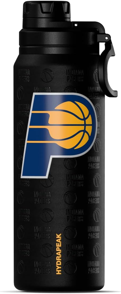 Hydrapeak x NBA Officially Licensed Indiana Pacers 26 oz Active Water Bottle with Chug Lid and Handle Reusable Stainless Steel Double Wall Insulated Sports Gift