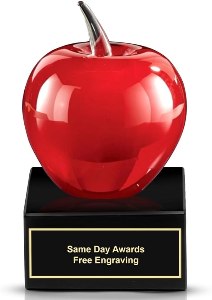 Hand-Blown Art Glass Award – Custom Engraved Elegant Award for Corporate, Sports Retirement Volunteer Recognition Leadership Personal Milestones Employee Gifts