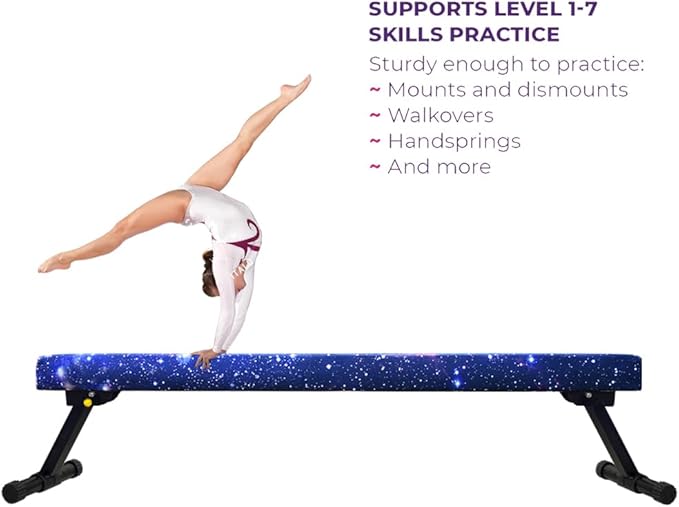 8FT Adjustable&Foldable Gymnastics Balance Beam,Home Gym Equipment,Easy Assembling and Storage,No Tool Require,for Kids Children Girls Training