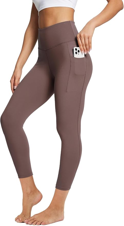 BALEAF Women's Leggings with Pockets Black Tummy Control Workout High Waisted Athletic 7/8 Ultra Soft Gym Yoga Ankle Pants
