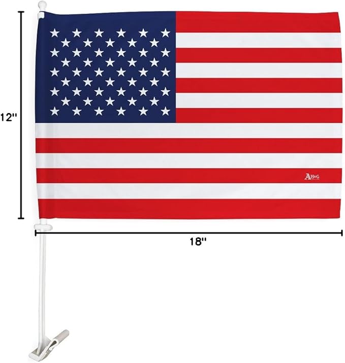 Copa America 2024 American Flag With Pole For Car Bandera Para Carros Hood Auto Independence Day Decorations Small Banner Window Decor Clip Pole Vehicle Accessories Motorcycle Truck Gifts Made In USA