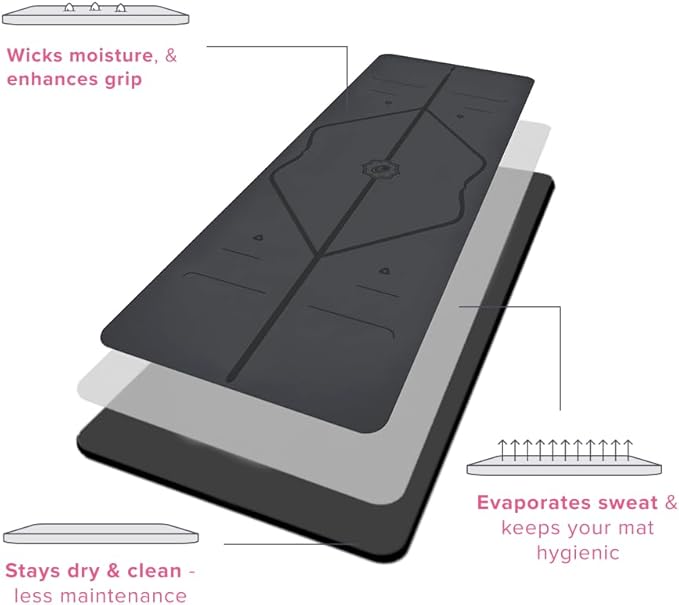 Liforme Travel Yoga mat – Patented Alignment System, Warrior-Like Grip, Non-Slip, Eco-Friendly, Ultra-Lightweight and Sweat Resistant, Made with Natural Rubber