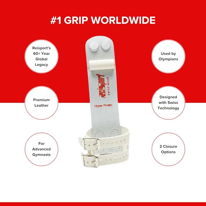 Reisport Men's Ring Gymnastics Grips - Durable Leather Hand Grips for Gymnastics Rings Men & Boys - Gymnastics Equipment & Accessories for Advanced Gymnasts