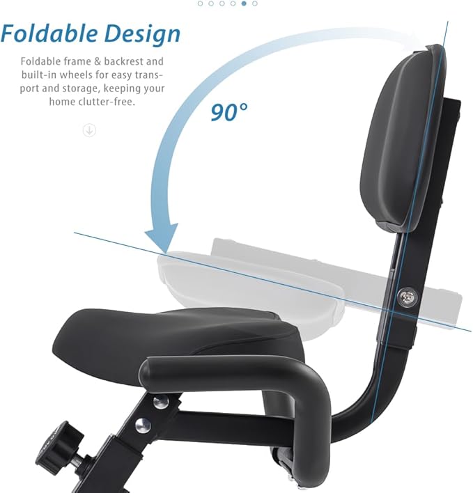 Foldable Exercise Bike with Magnetic Resistance, LCD Display and Arm Bands - Adjustable Upright Recumbent Stationary Fitness Cycling Machine for Home Gym