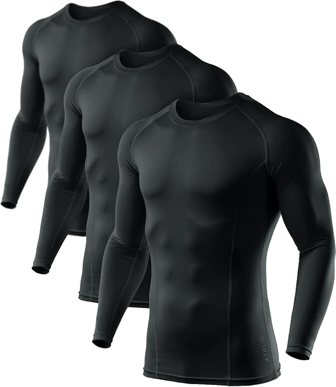 ATHLIO Men's UPF 50+ Long Sleeve Compression Shirts, Water Sports Rash Guard Base Layer, Athletic Workout Shirt