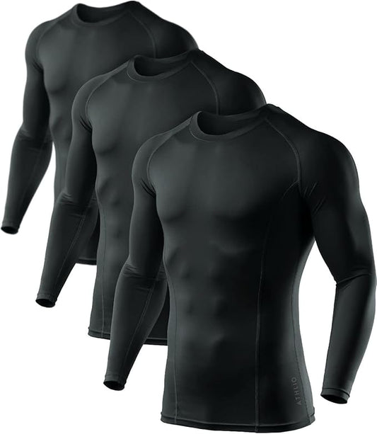 ATHLIO Men's UPF 50+ Long Sleeve Compression Shirts, Water Sports Rash Guard Base Layer, Athletic Workout Shirt