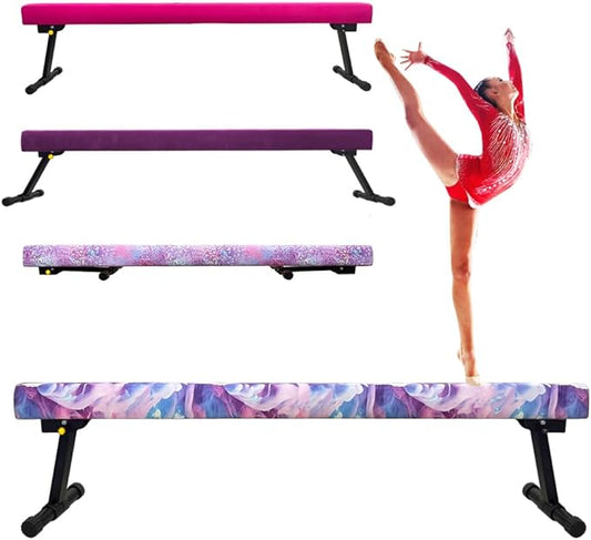 8FT Adjustable&Foldable Gymnastics Balance Beam,Home Gym Equipment,Easy Assembling and Storage,No Tool Require,for Kids Children Girls Training