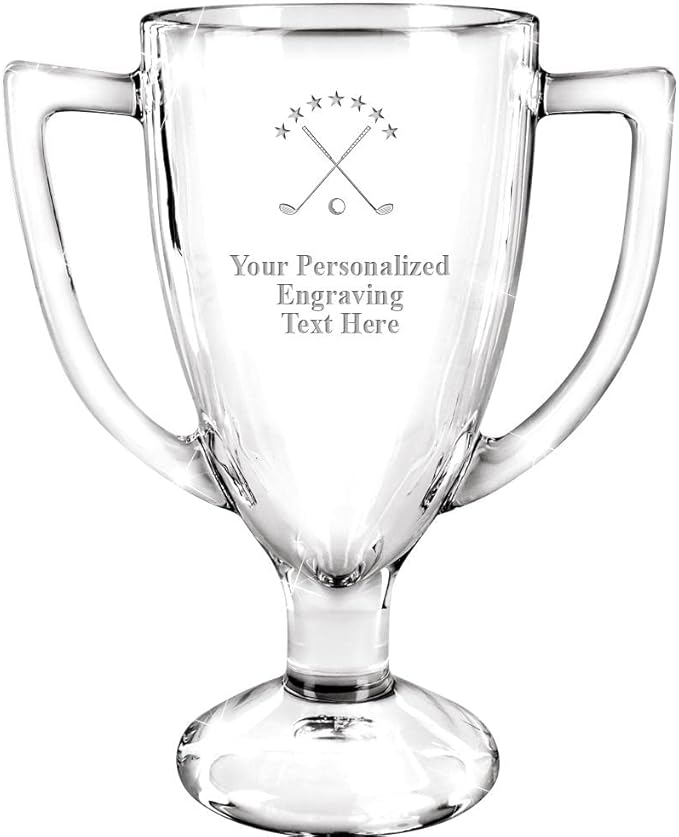 Crown Awards Glass Cup Award with Your Text, 7" Custom Engraved Personalized Glass Trophy