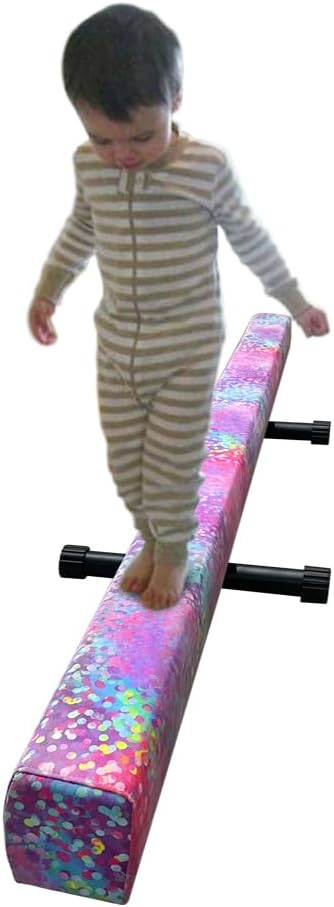 Foldable Gymnastics Bar and 8FT Balance Beam Set,Easy Assemble and Storage for Kids Children Girls Training,Home Gym Equipment,Ideal for Christmas&Birthday Gift Ages 3-15