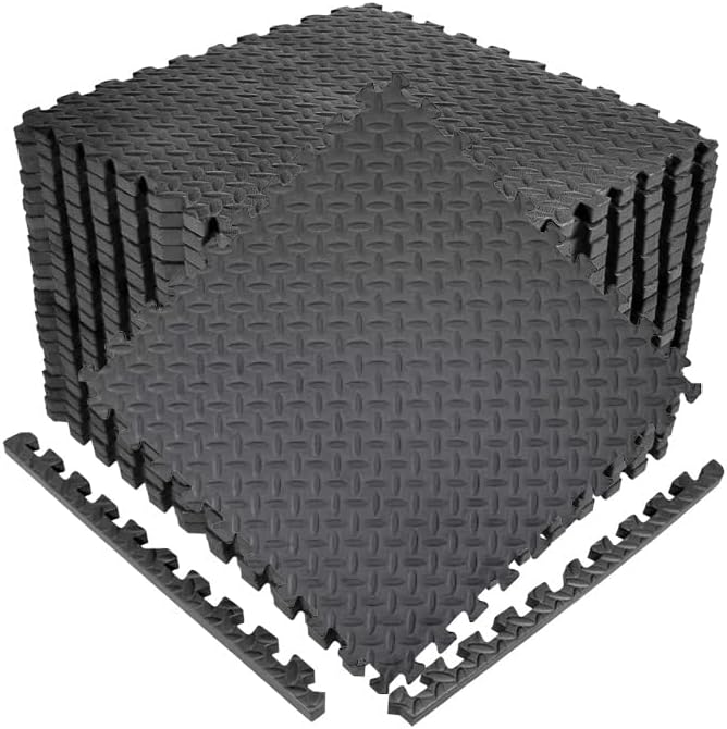 Gray Thick Foam Exercise Gym Flooring Tiles (6 TilesCase) 24 in. W x 24 in. L x 0.5 in
