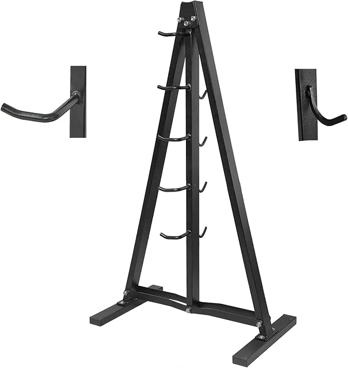 Wall Mounted Lat Pull Down Bar Organizer with Hooks, Home Gym Storage Rack for Lat Pulldown Attachments, Cable Attachments Rack for Gym Accessories