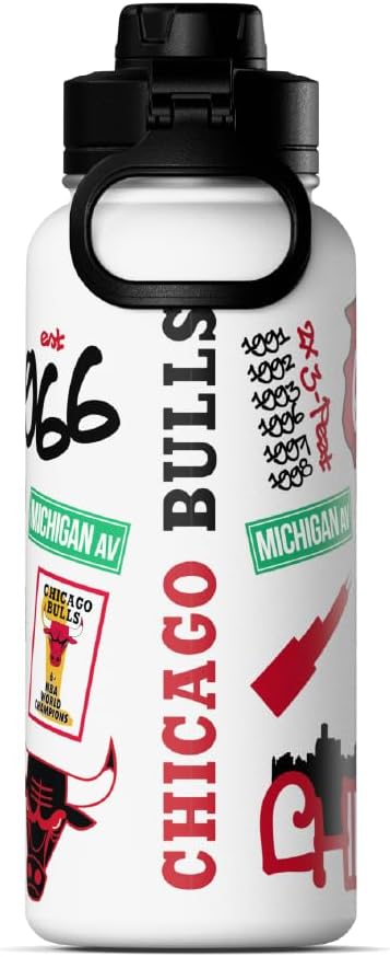 Hydrapeak x NBA Officially Licensed Chicago Bulls 32oz Active Water Bottle Chug Lid Stainless Steel Reusable Double Wall Celebrating The City Of Chicago