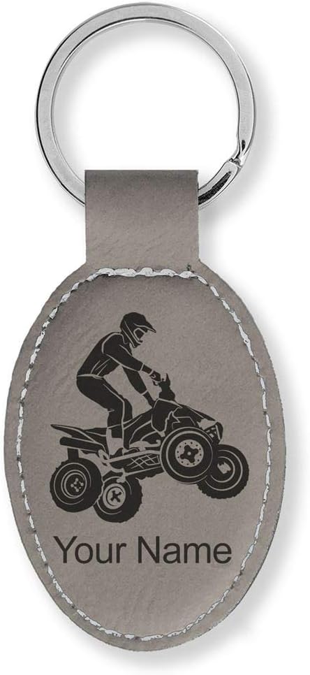 LaserGram Oval Keychain, Quad, Personalized Engraving Included (Gray)