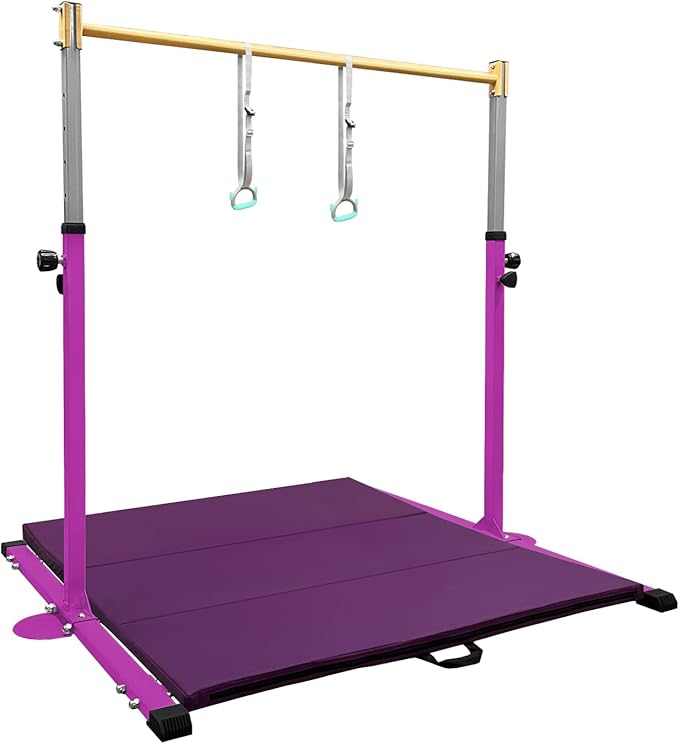 GLANT Gymnastic Kip Bar,Horizontal Bar for Kids Girls Junior,3' to 5' Adjustable Height,Home Gym Equipment,Ideal for Indoor and Home Training,1-4 Levels,300lbs Weight Capacity
