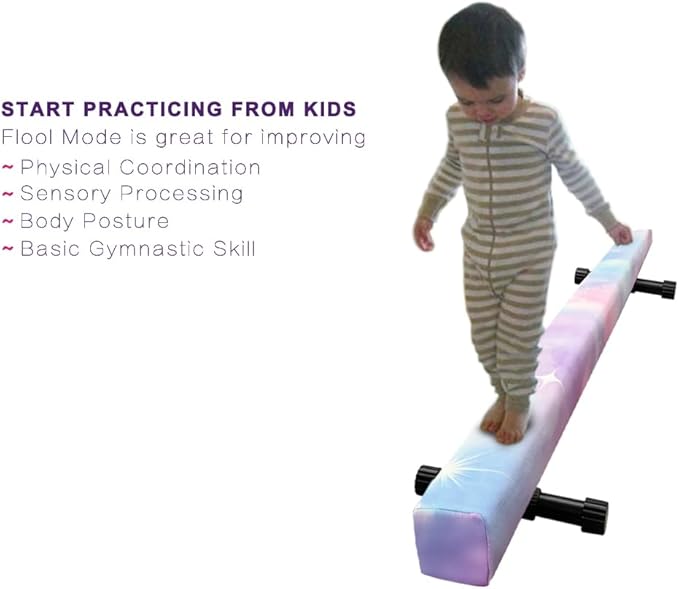 8FT Adjustable&Foldable Gymnastics Balance Beam,Home Gym Equipment,Easy Assembling and Storage,No Tool Require,for Kids Children Girls Training