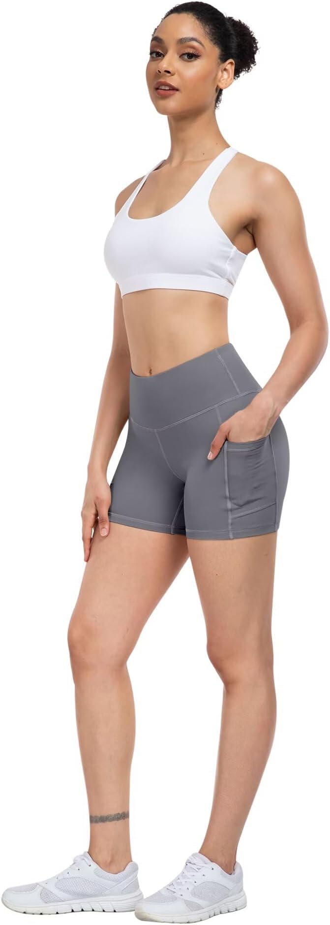 ATHVOTAR Biker Shorts Women with Pockets - 3"/5"/8" High Waisted Workout Spandex Tummy Control Gym Running Yoga Shorts