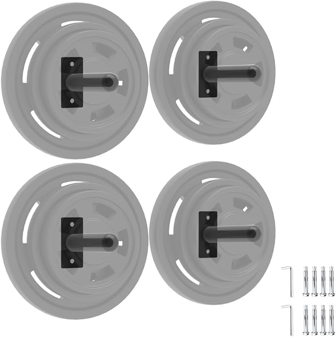 Wall Mounted Weight Plate Holder,Steel Bumper Plate Storage Rack with Screws and Thick Pad, Space Saving Holder for Home Gym,Max Weight Capacity 300 LBS