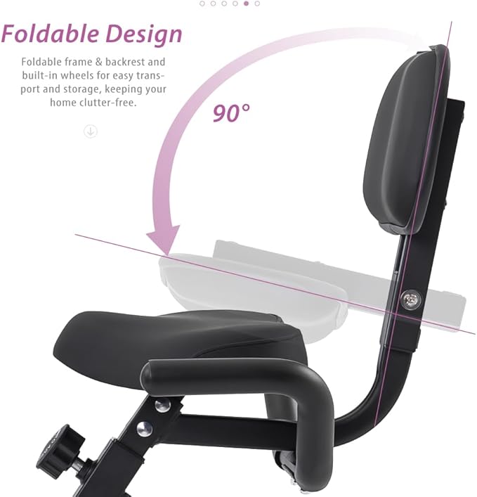 Foldable Exercise Bike with Magnetic Resistance, LCD Display and Arm Bands - Adjustable Upright Recumbent Stationary Fitness Cycling Machine for Home Gym