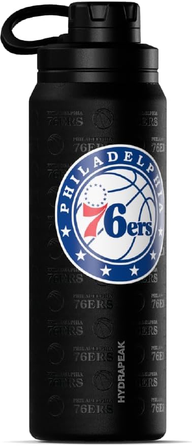 Hydrapeak x NBA Officially Licensed Philadelphia 76ers 26 oz Active Water Bottle with Chug Lid and Handle Reusable Stainless Steel Double Wall Insulated Sports Gift