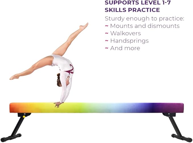 8FT Adjustable&Foldable Gymnastics Balance Beam,Home Gym Equipment,Easy Assembling and Storage,No Tool Require,for Kids Children Girls Training