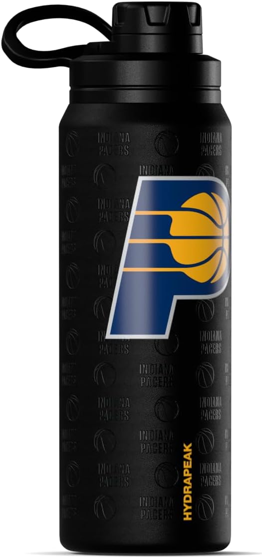 Hydrapeak x NBA Officially Licensed Indiana Pacers 26 oz Active Water Bottle with Chug Lid and Handle Reusable Stainless Steel Double Wall Insulated Sports Gift