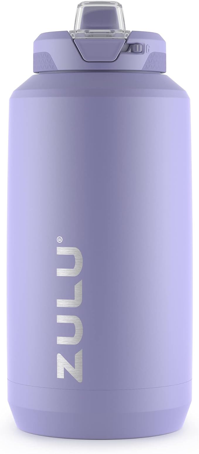 ZULU Goals Vacuum Insulated Large Capacity Stainless Steel Water Bottle | Reusable Jug Thermoses with Carry Handle | Leak-Proof Lid | Perfect for Travel, Workout, Gym, Hiking, Camping | 64oz, 101oz