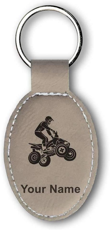 LaserGram Oval Keychain, Quad, Personalized Engraving Included (Light Brown)