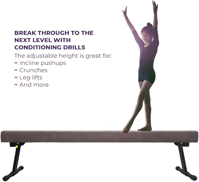 8FT Adjustable&Foldable Gymnastics Balance Beam,Home Gym Equipment,Easy Assembling and Storage,No Tool Require,for Kids Children Girls Training