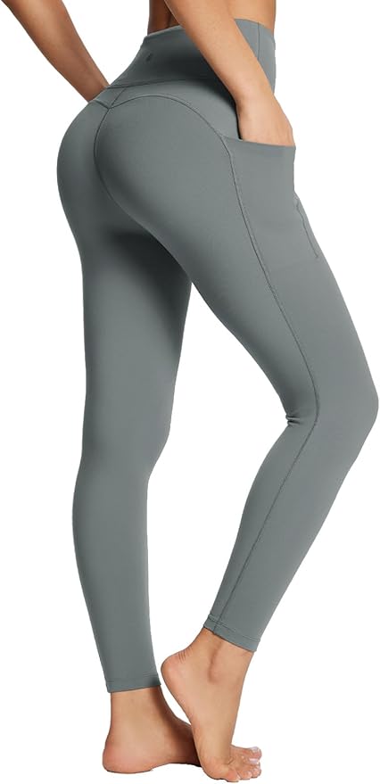 BALEAF Women's Leggings with Pockets Black Tummy Control Workout High Waisted Athletic 7/8 Ultra Soft Gym Yoga Ankle Pants