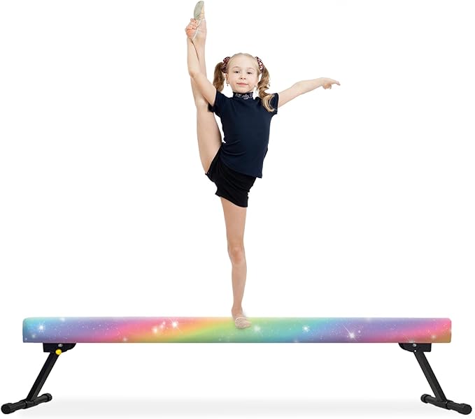 EL&IT·Wings 6FT/8FT Gymnastic Balance Beam for Kids, Adjustable Balance Beam with Leg, High and Low Level Floor Beam, Gymnastics Equipment for Home and Gym Center