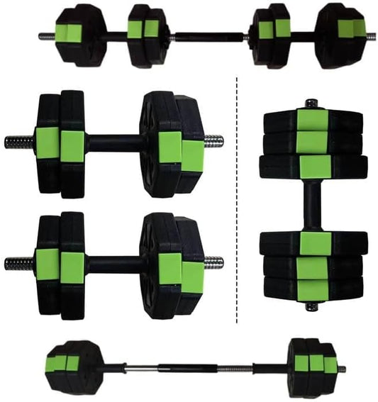 4-In-1 Adjustable Dumbbell Set - Dumbbell/Barbell/Kettlebell/Push Up Stand for Home Gym