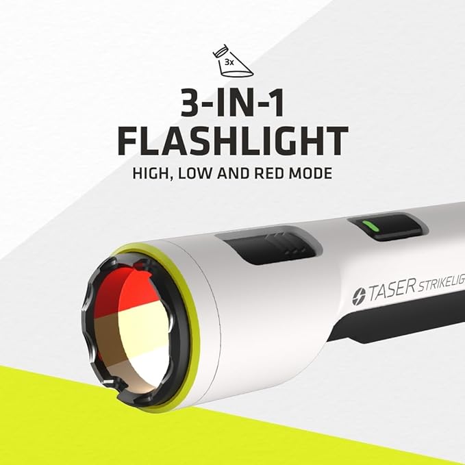 TASER StrikeLight 2 Rechargeable Self-Defense Flashlight with Painful 10 µC Stun Charge | Portable, Lightweight Protection for Running, Jogging, Pet Walking, Camping, Hiking, and Outdoors