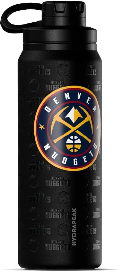 Hydrapeak x NBA Officially Licensed Denver Nuggets 26 oz Active Water Bottle with Chug Lid and Handle Reusable Stainless Steel Double Wall Insulated Sports Gift