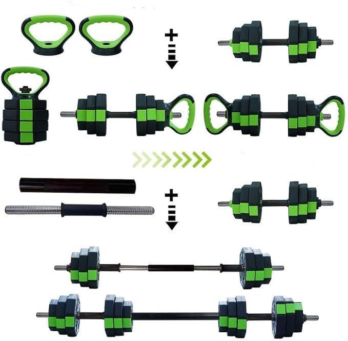 4-In-1 Adjustable Dumbbell Set - Dumbbell/Barbell/Kettlebell/Push Up Stand for Home Gym
