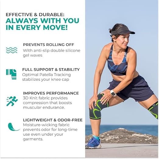Modvel Compression Knee Brace for Women & Men, 2-Pack Knee Brace for Running Knee Pain, Knee Support Compression Sleeve, Workout Sports Knee Braces for Meniscus Tear, ACL & Arthritis Pain Relief