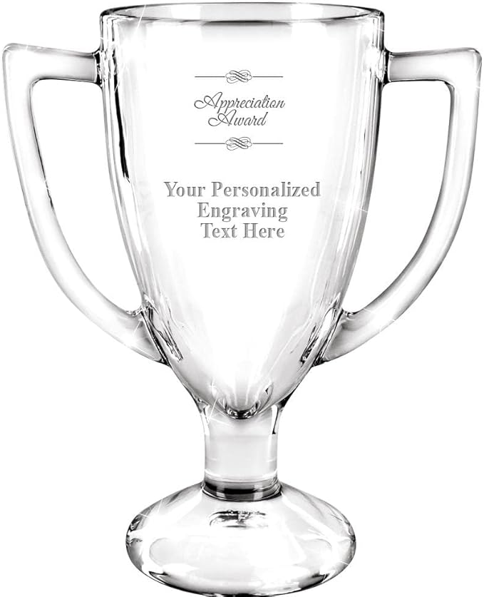 Crown Awards Glass Cup Award with Your Text, 7" Custom Engraved Personalized Glass Trophy