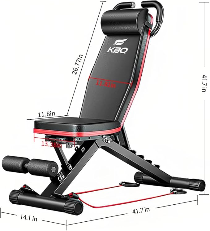 Adjustable Exercise Chair for Home Gym – Foldable Back Extension Bench for Core, Hip & Lower Back Workout – Multi-Functional Hyperextension Bench with Tension Rope for Full-Body Exercise