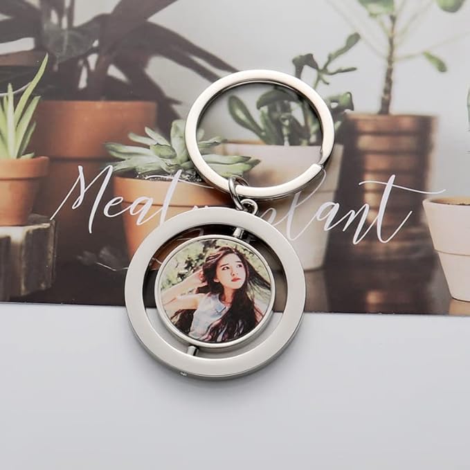 Hiyong Personalized Keychain Custom Photo Keyring Customized Gifts for Men Custom Keychain with Your Photo Logo or Text