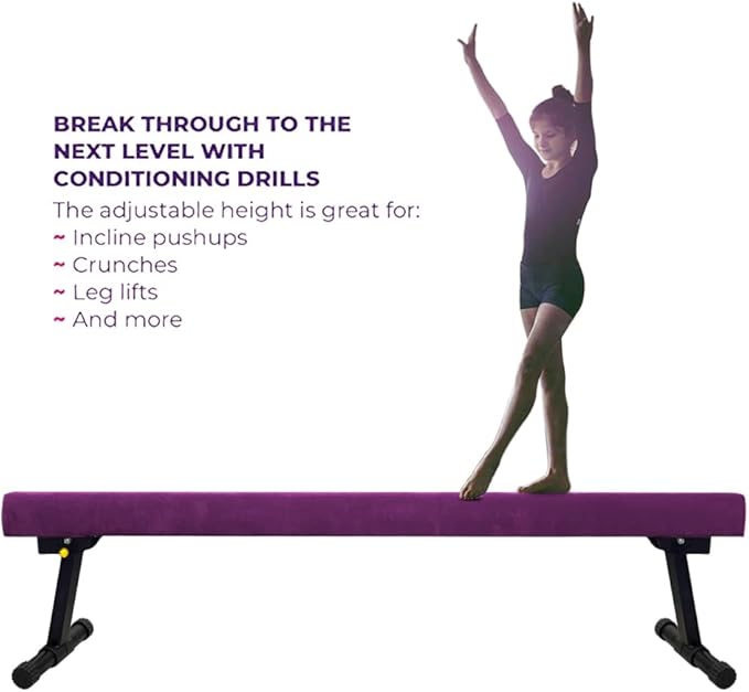 8FT Adjustable&Foldable Gymnastics Balance Beam,Home Gym Equipment,Easy Assembling and Storage,No Tool Require,for Kids Children Girls Training