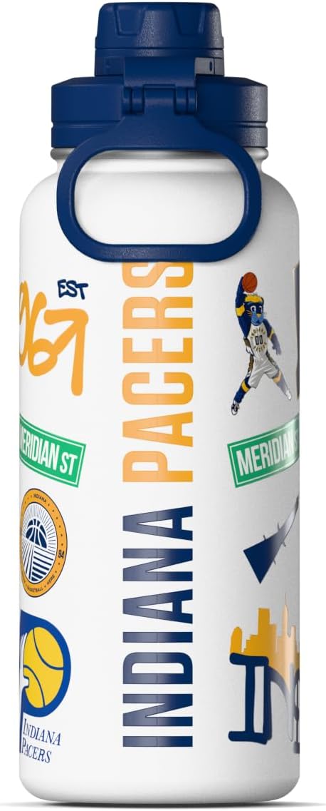 Hydrapeak x NBA Officially Licensed Indiana Pacers 32 oz Active Water Bottle with Chug Lid Reusable Stainless Steel Double Wall Insulated Sports Gift, Celebrating The City Of Indiana