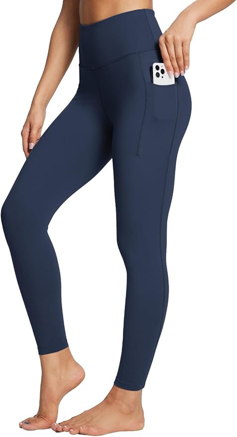 BALEAF Women's Leggings with Pockets Black Tummy Control Workout High Waisted Athletic 7/8 Ultra Soft Gym Yoga Ankle Pants