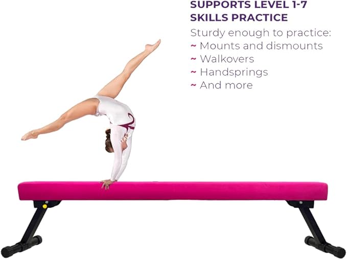 8FT Adjustable&Foldable Gymnastics Balance Beam,Home Gym Equipment,Easy Assembling and Storage,No Tool Require,for Kids Children Girls Training